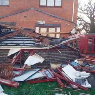 Collapsed conservatory roof